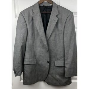 Jos A Bank Blazer Mens 43R Gray Wool Plaid‎ Signature Collection Jacket Portugal